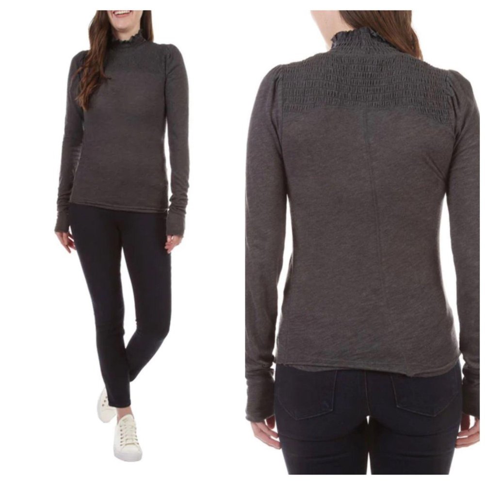 Free People Caroline Smocked Turtleneck Top Sz S - Picture 10 of 10